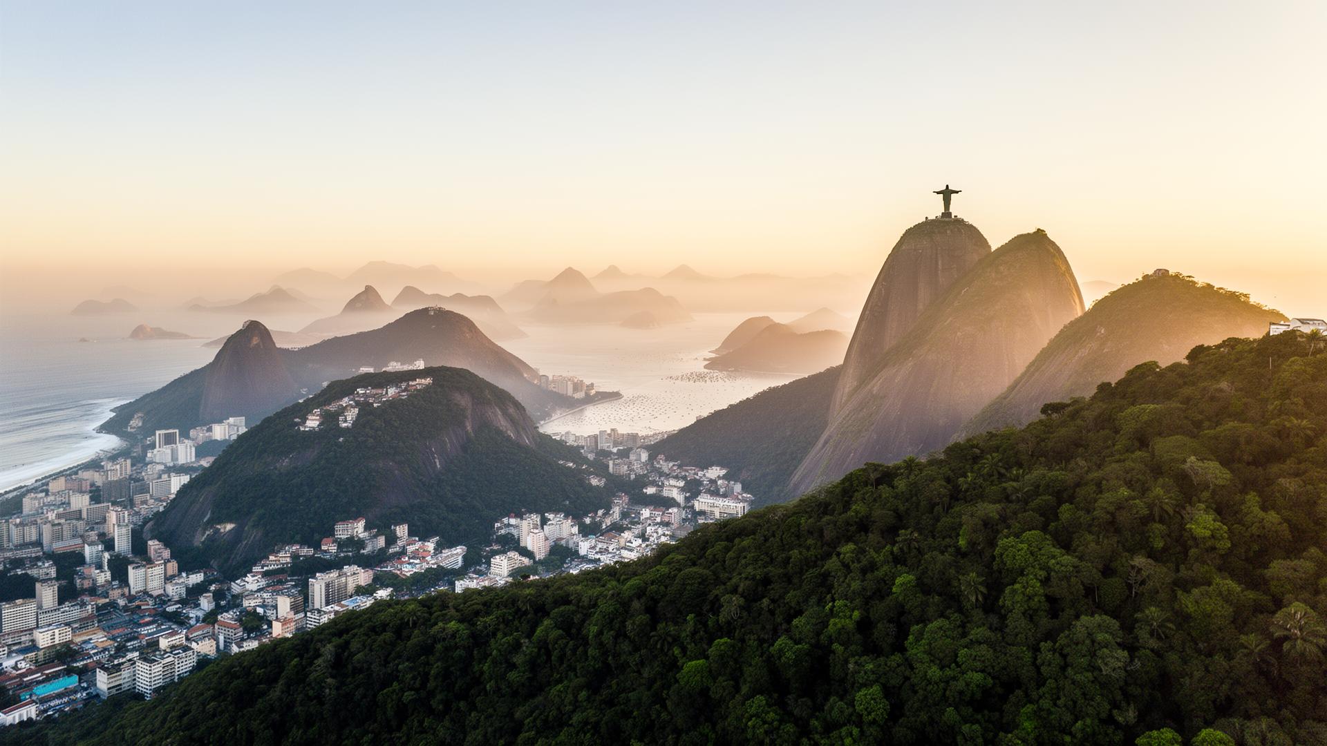 Vista panorámica de Río de Janeiro al amanecer